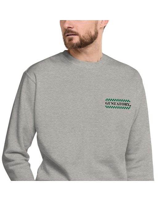 Anchor and Crew Gray Heather Gustatory Have A Good Day Cotton Blend Embroidered Sweatshirt