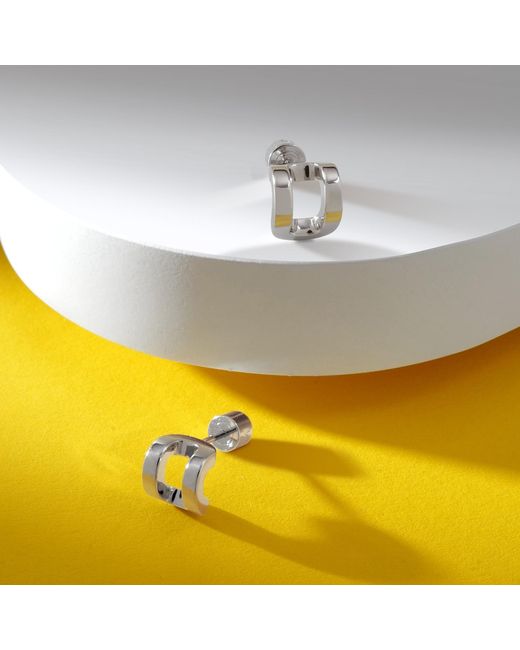 Meulien Metallic Curved Rectangle Stud Earrings