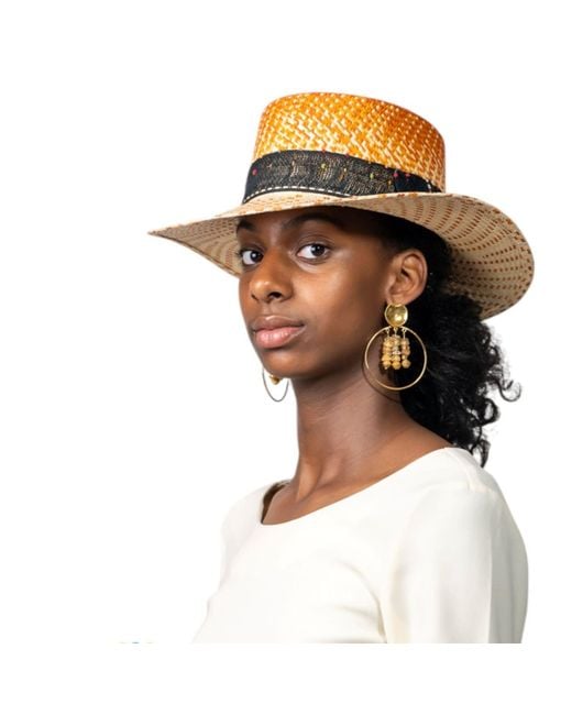ORTUS Orange Neutrals Lulo Straw Boater Hat