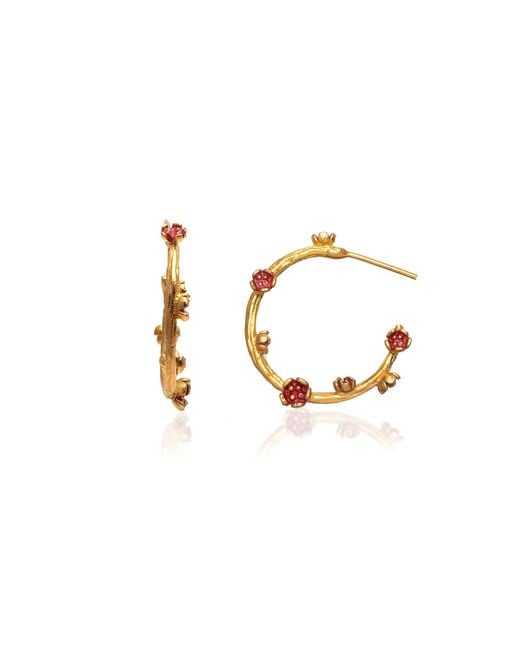 Milou Jewelry Red Small Flower Hoop Earrings
