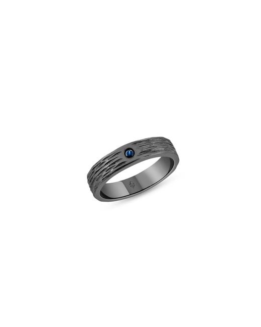 SALLY SKOUFIS Black Corrente Ring With Natural Sapphire for men