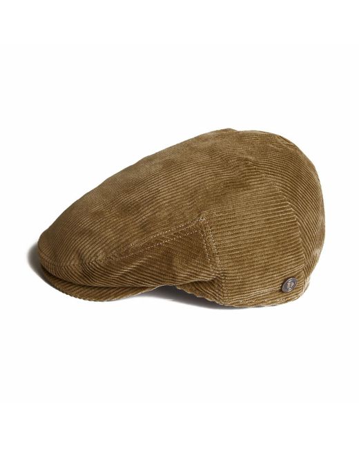 Dasmarca Hats Brown Dylan Camel Italian Cord Flat Cap for men