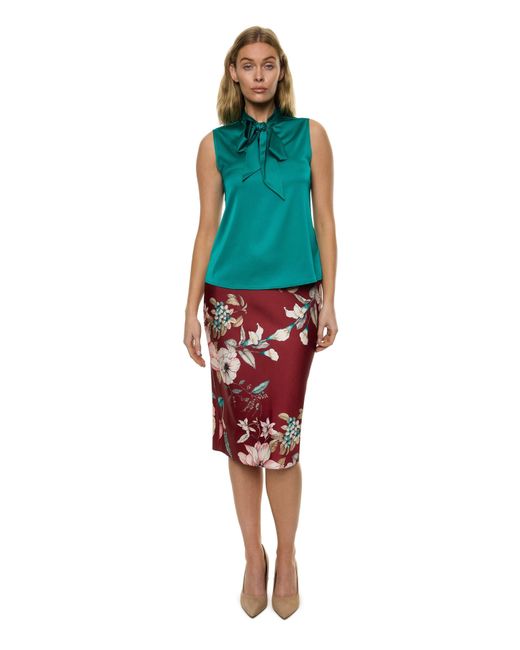 Carloslines Blue Bow Tie Sleeveless Blouse