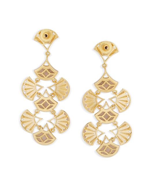 Dhwani Bansal Metallic Pankha Chandelier Earrings With Mother Of Pearl