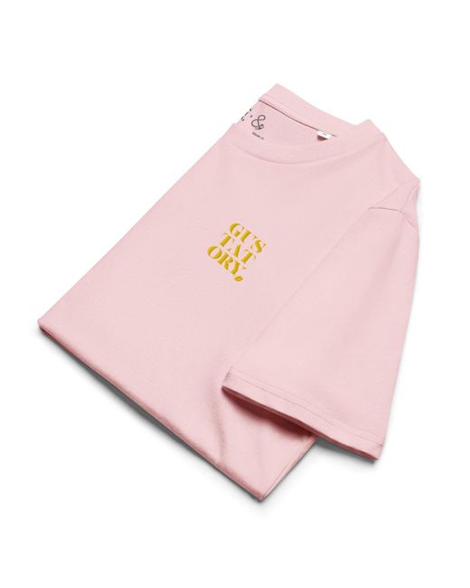 Anchor and Crew Pink Cotton Gustatory Coffee Over Bills Organic Cotton Embroidered T-Shirt