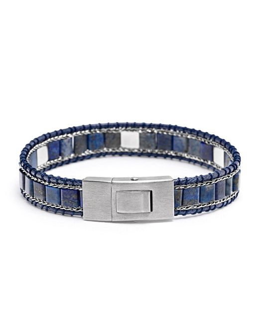 Nialaya Blue Lapis Stud Bracelet for men