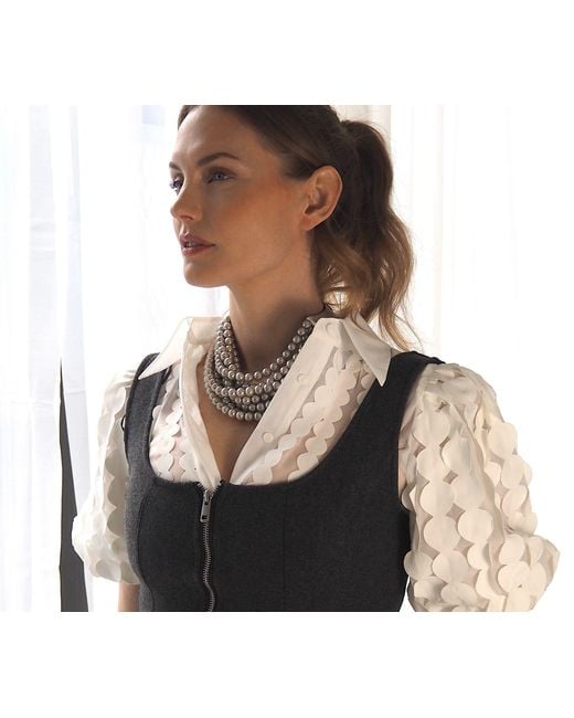 Fairchild Baldwin Metallic Bella Glass Pearl On Collar Necklace
