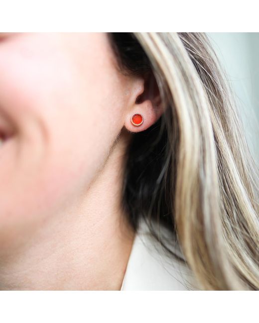 Auree Jewellery Orange Barcelona July Birthstone Stud Earrings