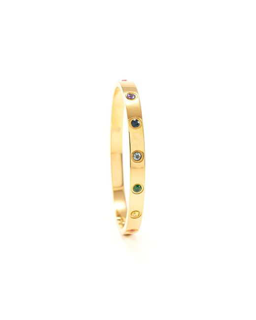 Seven Saints Metallic Chakra Healing Stone Bangle, Over Stainless Steel