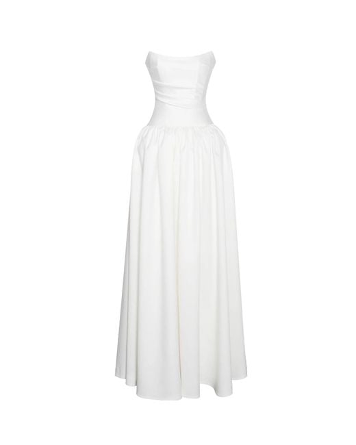 Miss Circle New York White Umay Drop Waist Satin Corset Bridal Gown
