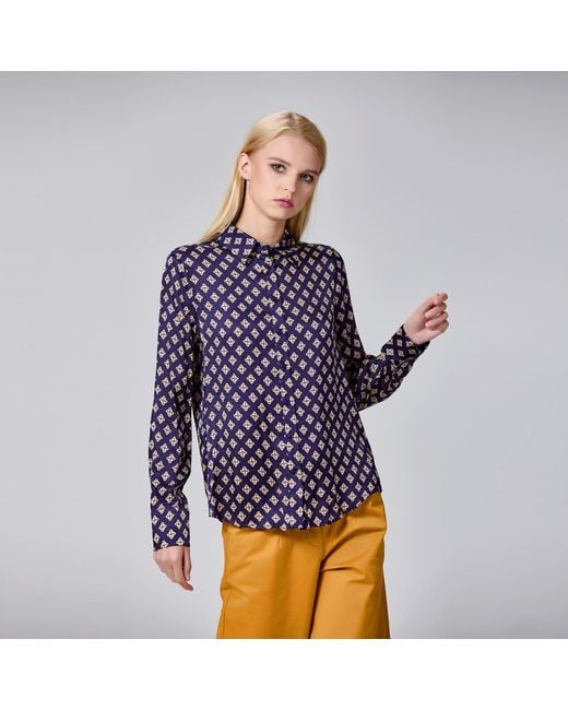 Smart and Joy Black Graphic Print Satin Long Sleeves Shirt