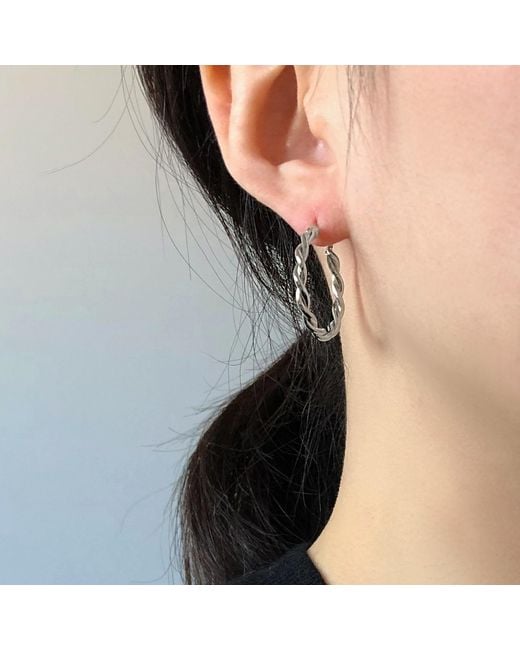 Cote Cache Metallic Braided Large Hoop Earrings