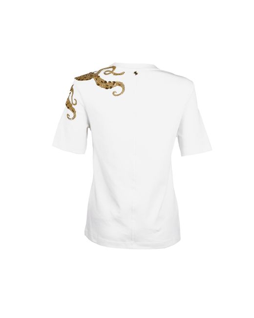House of Laines London White Laines Couture Embellished Octopus T-Shirt