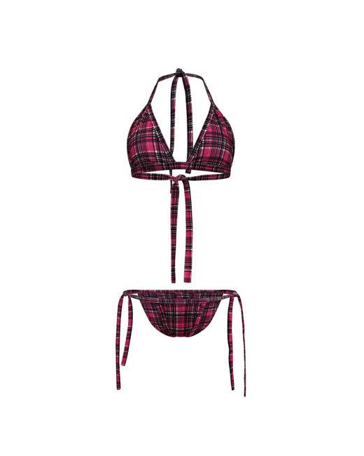 Maui X Lolita Purple Kelly Reversible Plaid Triangle Bikini