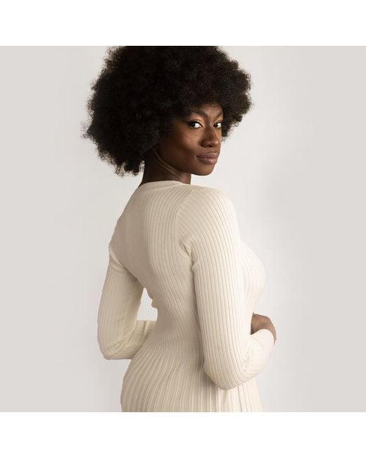Chanel Joan Elkayam White Neutrals Ruffled Hem Knitted Dress