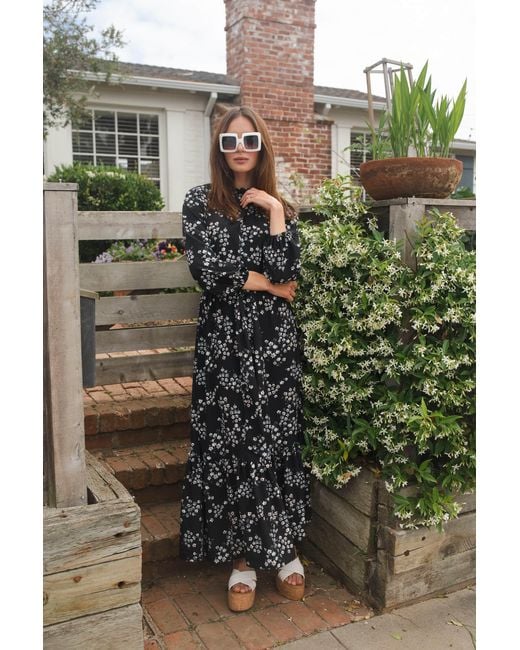 Jennafer Grace Black Night Blooming Raglan Maxi Dress