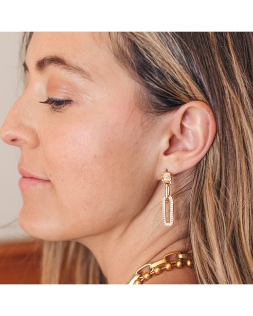 Loni Paul Jewelry Metallic Pave Chain Post Earrings