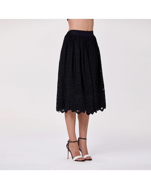 Smart and Joy Gray Jupe Midi En Coton Brodé