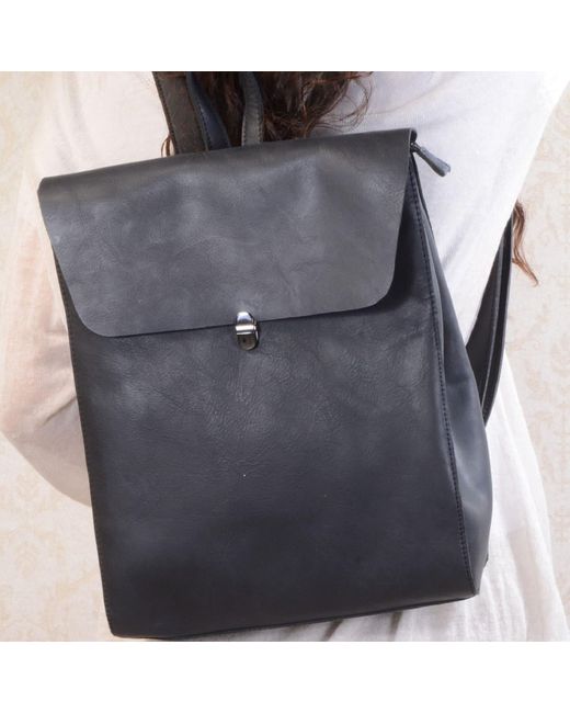 Touri Blue Genuine Leather Slim Backpack