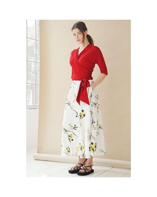 Marianna Déri White Canola Blossom Print Maxi Skirt