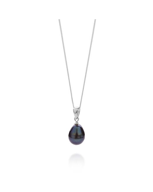 Nellou Jewellery Metallic Ellen Mini Peacock Pearl Drop Necklace Sterling