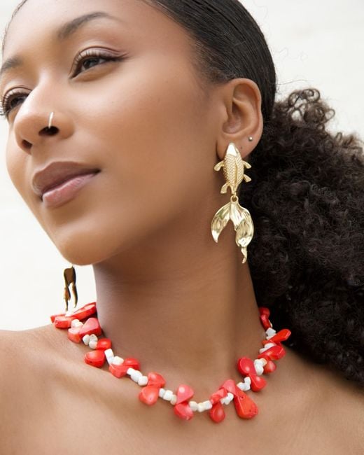 Kybele Studio Metallic Koi Fish Statement Earrings