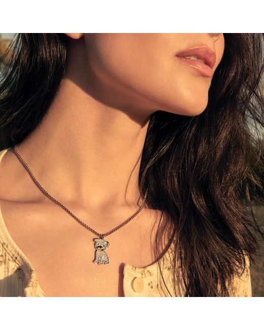 Cloud Haven Metallic Mini Cz Pit Bull Pendant Necklace