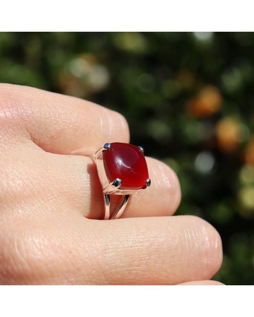 FV Jewellery Red La Stèle Carnelian & Square Ring