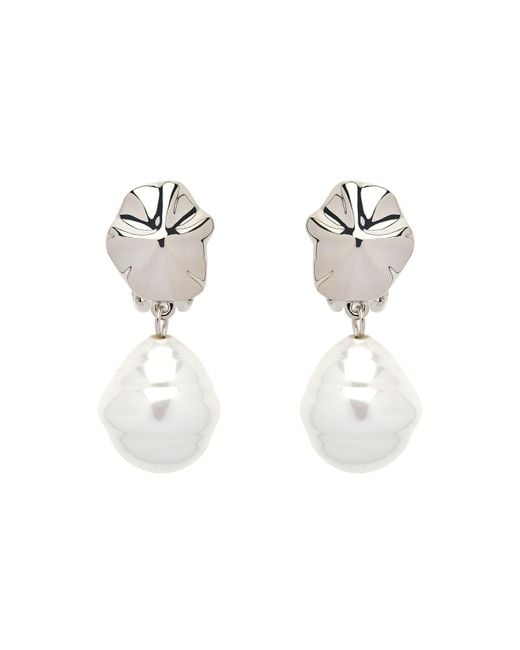 Emma Holland Jewellery Metallic Platinum Shell & Baroque Pearl Clip Earrings