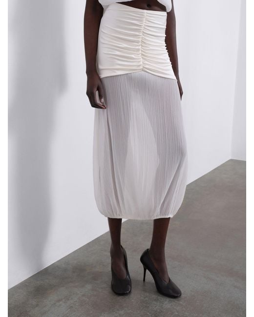Sélone White Ellen Pleated Balloon Skirt