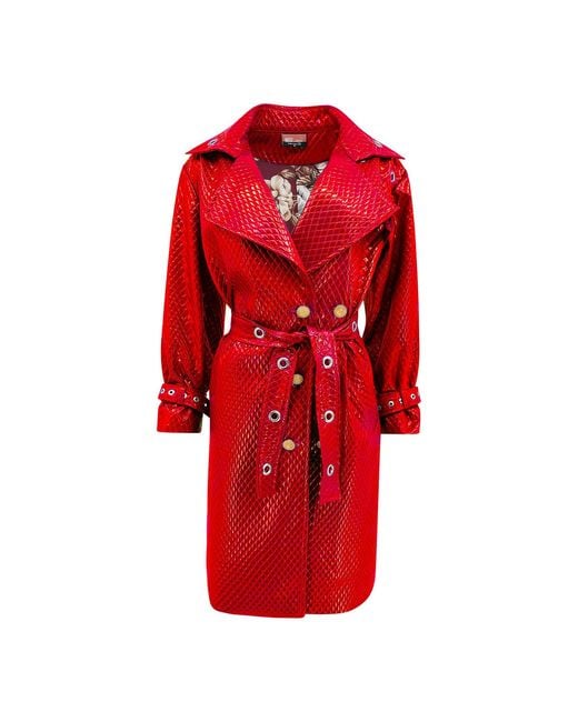 Maui X Lolita Red Trinity Quilted Vegan Leather Trench Coat