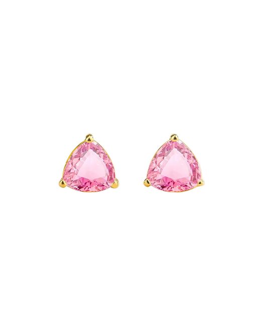 Juvetti Pink Trillion Sapphire Solitaire Stud Earrings