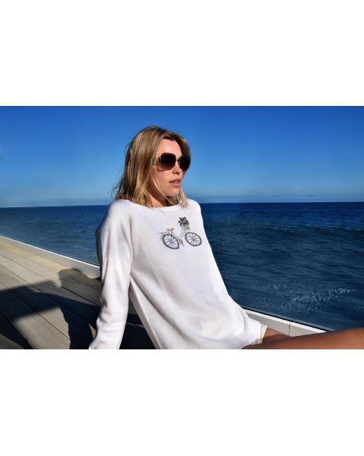 Catnip and Seaweed White Bicycle Cashmere Sweater