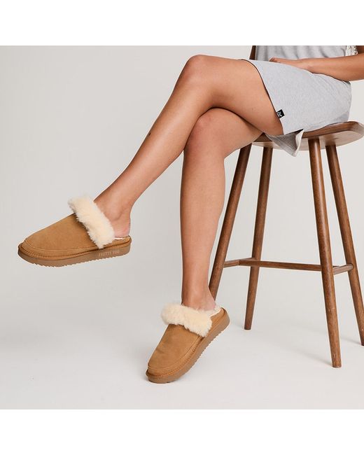 Pretty You London Brown Neutrals Hallie Sheepskin Multiway Slippers