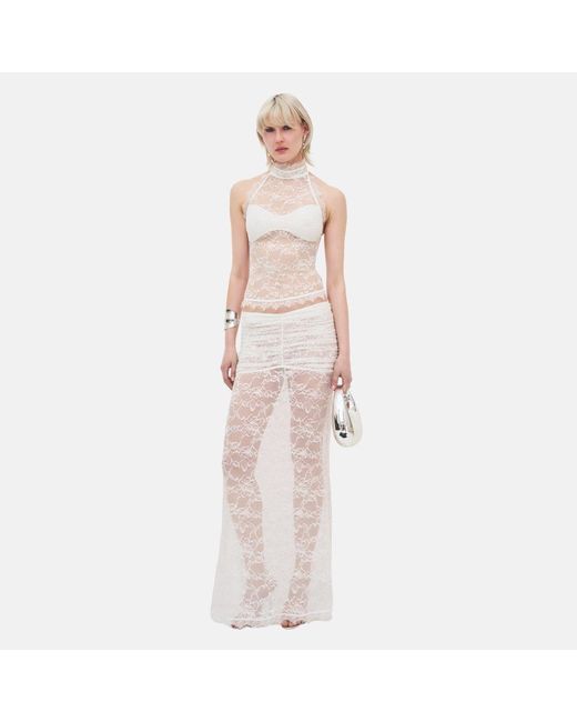 OW Collection White Selah Lace Maxi Skirt