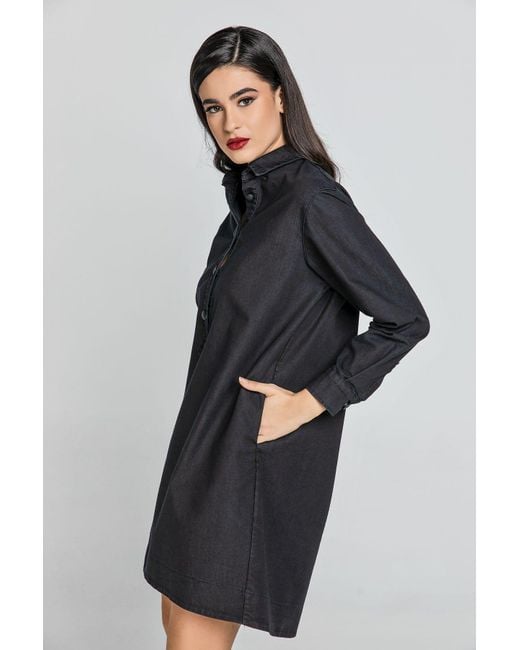 Conquista Black Denim Shirt Dress