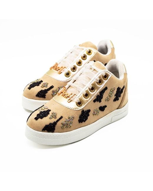 Rettrose Metallic Neutrals Madalyn Luxury Suede Handmade Embellished Tennis Shoe