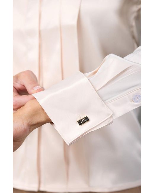 Madison / Savile Natural Ivory Regent Pleated Satin French Cuff