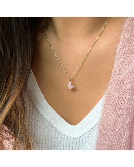 KAMARIA Metallic Mini Opal Butterfly Charm Necklace