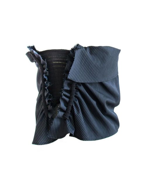 Ccy Currency Blue Halterless Frill Top