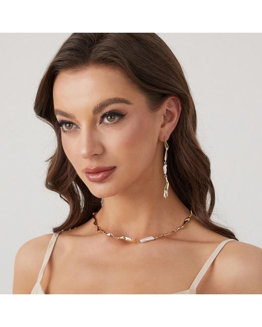 Classicharms Metallic Molten Baroque Pearl Necklace