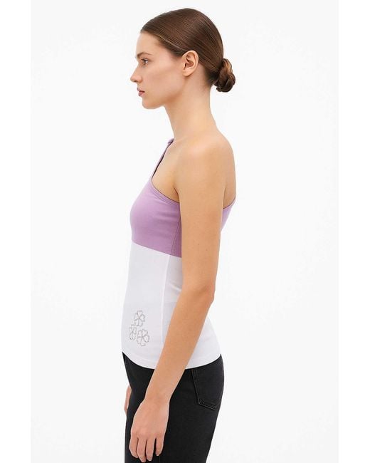Conquista Purple Asymmetric One-Shoulder Jersey Top