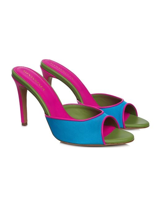 Ginissima Blue Vicky Heeled Sandals, Round Toe