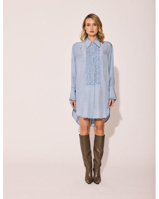 Lindsay Nicholas New York Gray Tuxedo Shirt Dress
