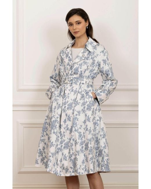 Santinni Bluebell Belted Cotton Toile Trench Coat