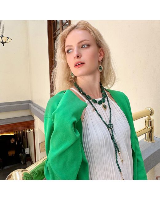 Farra Green Malachite Open Ended Versatile Necklace