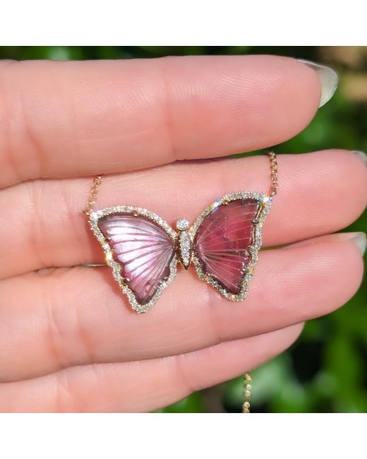 KAMARIA Purple Tourmaline Butterfly Necklace With Diamonds
