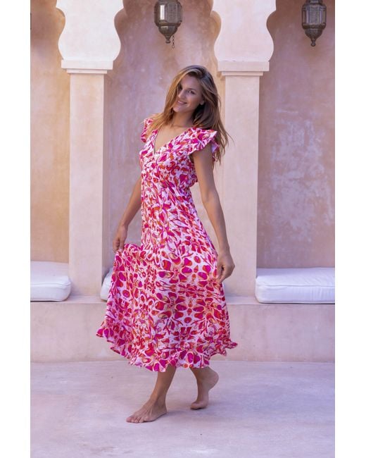Sophia Alexia Pink Floral Fusion St Lucia Maxi Dress