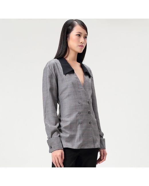 Smart and Joy Gray Long Double Breasted Tailor Shirt