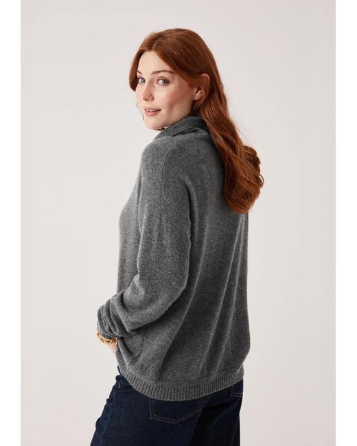 Loop Cashmere Gray Featherweight Roll Neck Sweater